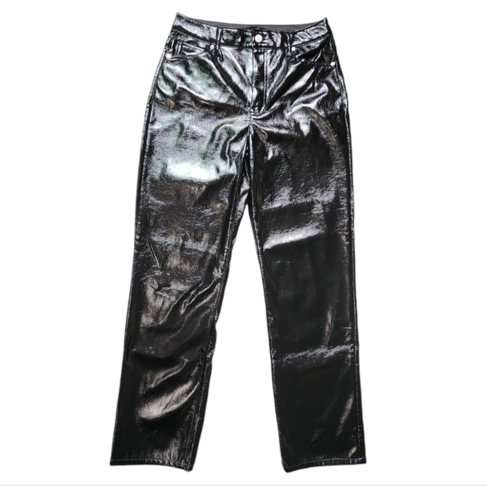 Hunter & Brown Faux Leather Pant Shiny Black Medium